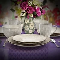 Elama White Lily 16-pc. Stoneware Dinnerware Set