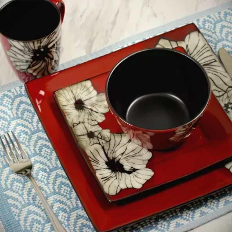 Elama Winter Bloom 16-pc. Stoneware Dinnerware Set