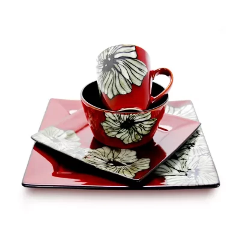 Elama Winter Bloom 16-pc. Stoneware Dinnerware Set