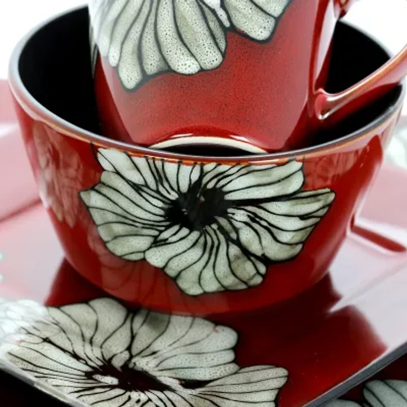 Elama Winter Bloom 16-pc. Stoneware Dinnerware Set