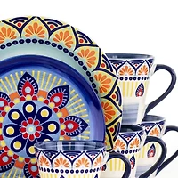 Elama Zen Blue Mozaik 16-pc. Stoneware Dinnerware Set