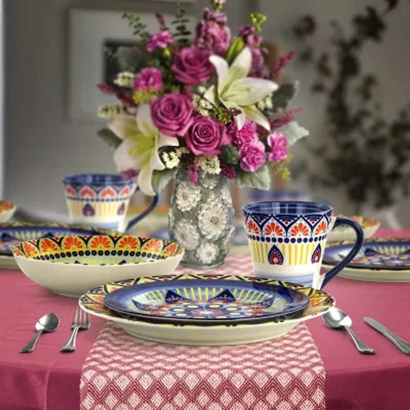 Elama Zen Blue Mozaik 16-pc. Stoneware Dinnerware Set