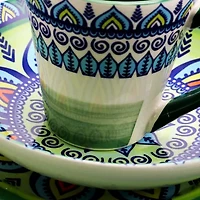 Elama Zen Green Mozaik 16-pc. Stoneware Dinnerware Set