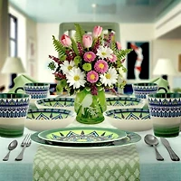 Elama Zen Green Mozaik 16-pc. Stoneware Dinnerware Set