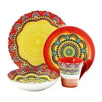 Elama Zen Red Mozaik 16-pc. Stoneware Dinnerware Set