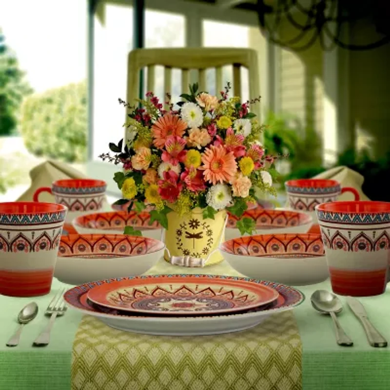 Elama Zen Rust Mozaik 16-pc. Stoneware Dinnerware Set