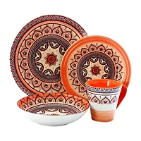 Elama Zen Rust Mozaik 16-pc. Stoneware Dinnerware Set