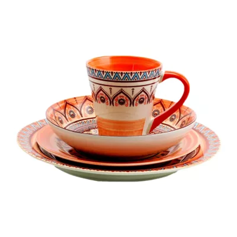 Elama Zen Rust Mozaik 16-pc. Stoneware Dinnerware Set