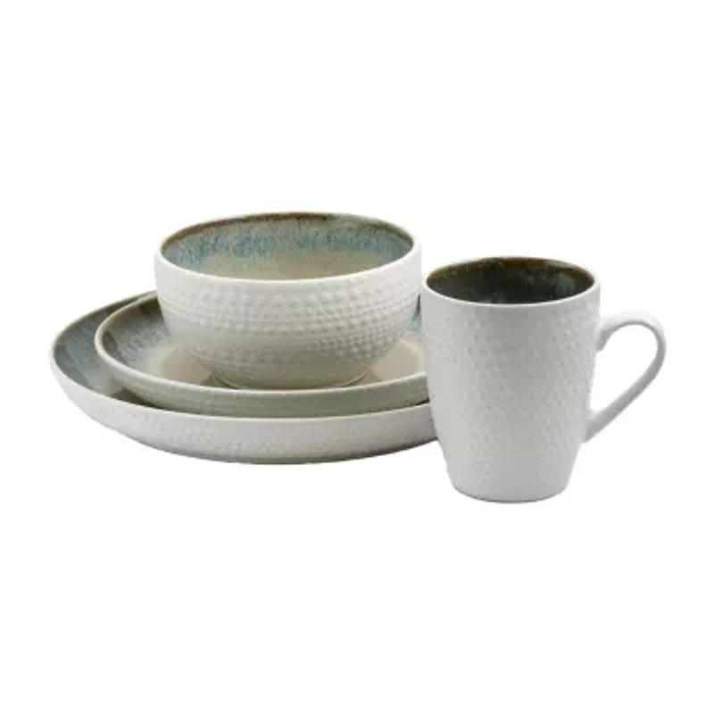 Elama Modern Dot 16-pc. Stoneware Dinnerware Set