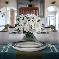 Elama Modern Dot 16-pc. Stoneware Dinnerware Set