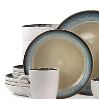 Elama Modern Dot 16-pc. Stoneware Dinnerware Set