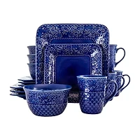 Elama Indigo Lotus 16-pc. Stoneware Dinnerware Set