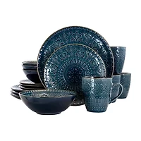 Elama Deep Sea Mozaic 16-pc. Stoneware Dinnerware Set