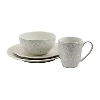 Elama White Lace 16-pc. Stoneware Dinnerware Set