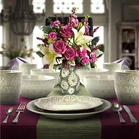 Elama White Lace 16-pc. Stoneware Dinnerware Set