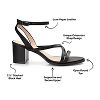 Journee Collection Anikah Womens Round Open Toe Stacked Heel Pumps