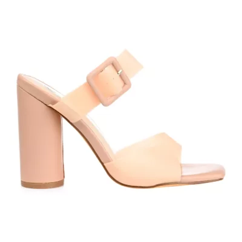 Journee Collection Luca Womens Round Open Toe Block Heel Pumps