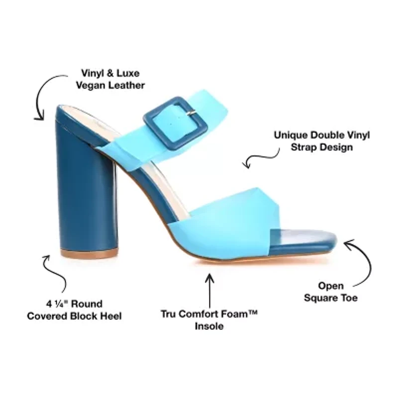 Journee Collection Luca Womens Round Open Toe Block Heel Pumps