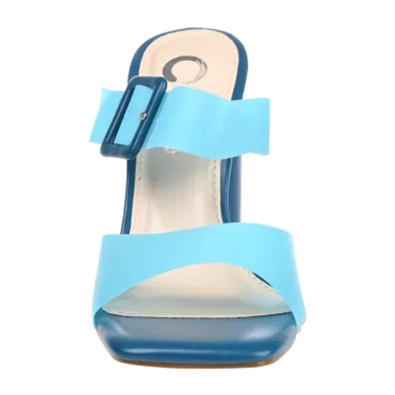 Journee Collection Luca Womens Round Open Toe Block Heel Pumps