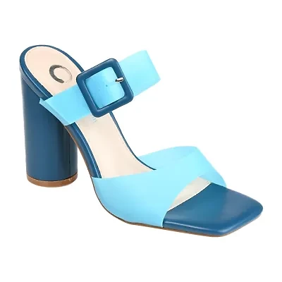 Journee Collection Luca Womens Round Open Toe Block Heel Pumps