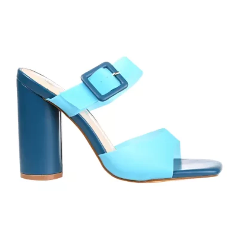 Journee Collection Luca Womens Round Open Toe Block Heel Pumps