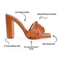 Journee Collection Maysie Womens Round Open Toe Block Heel Pumps