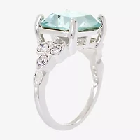 Sparkle Allure Womens Blue Crystal Pure Silver Over Brass Engagement Ring