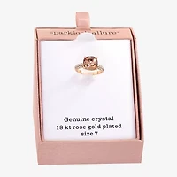 Sparkle Allure Womens Pink Crystal 18K Rose Gold Over Brass Round Engagement Ring