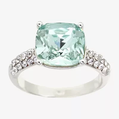 Sparkle Allure Womens Blue Crystal Pure Silver Over Brass Round Engagement Ring