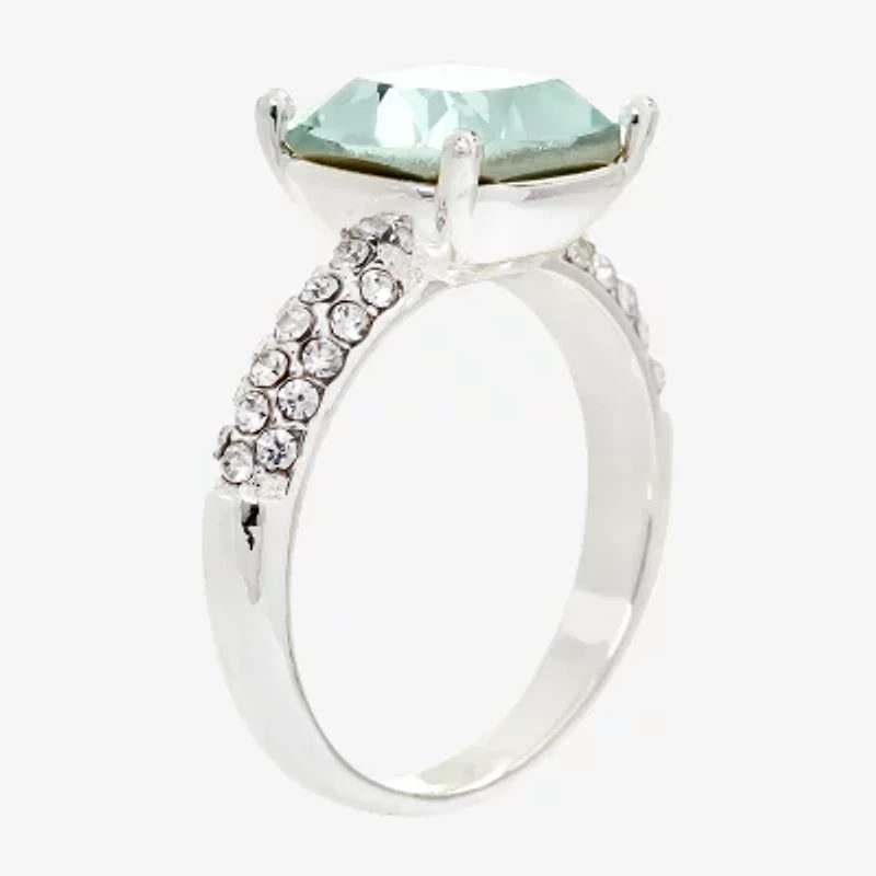 Sparkle Allure Womens Blue Crystal Pure Silver Over Brass Round Engagement Ring