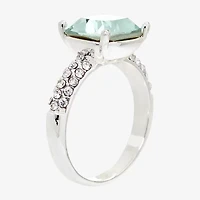 Sparkle Allure Womens Blue Crystal Pure Silver Over Brass Round Engagement Ring