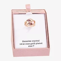 Sparkle Allure Womens Multi Color Crystal 18K Rose Gold Over Brass Round Cocktail Ring