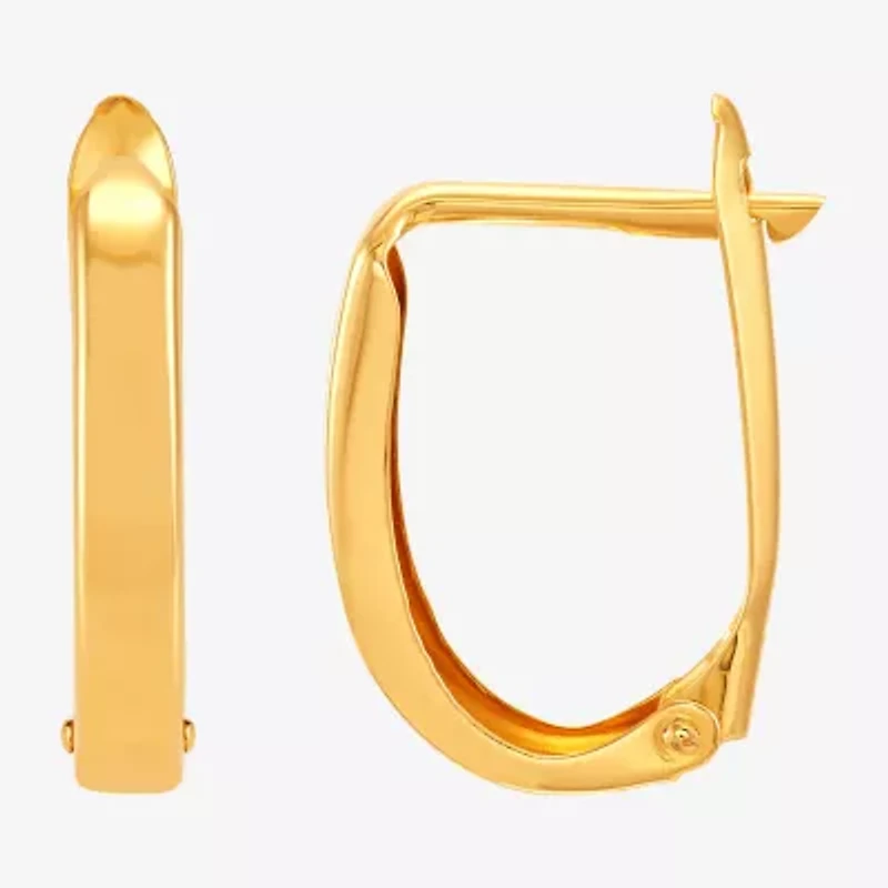 Womens 14K Gold 14mm Round Hoop Earrings