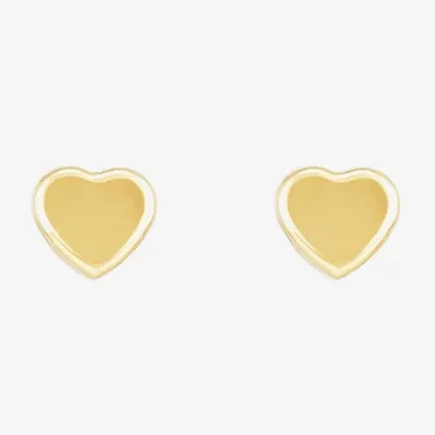 14K Gold 7mm Heart Stud Earrings
