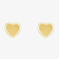 14K Gold 7mm Heart Stud Earrings