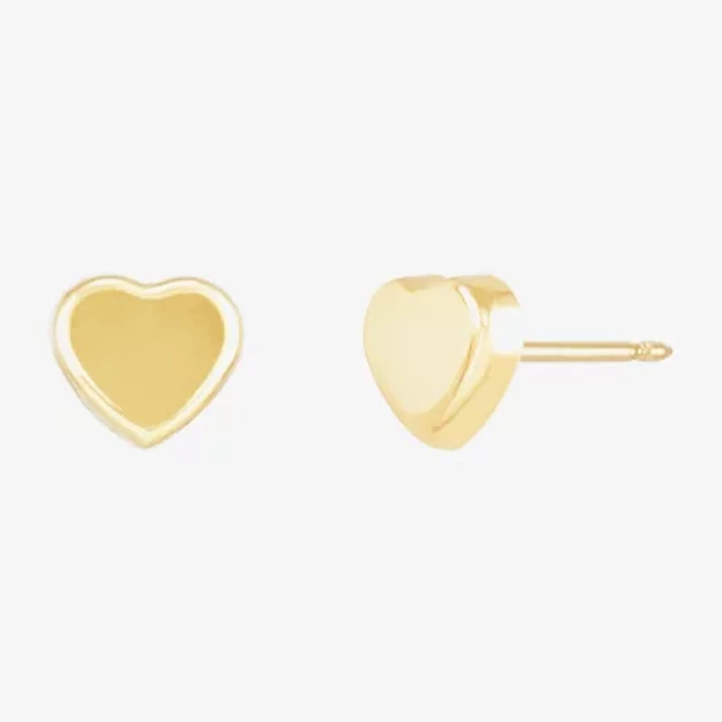 14K Gold 7mm Heart Stud Earrings