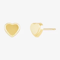 14K Gold 7mm Heart Stud Earrings