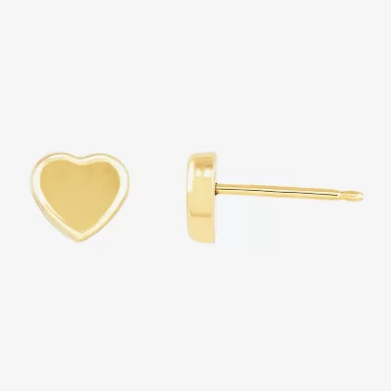 14K Gold 7mm Heart Stud Earrings