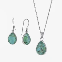 Womens Enhanced Blue Turquoise Sterling Silver -pc. Jewelry Set