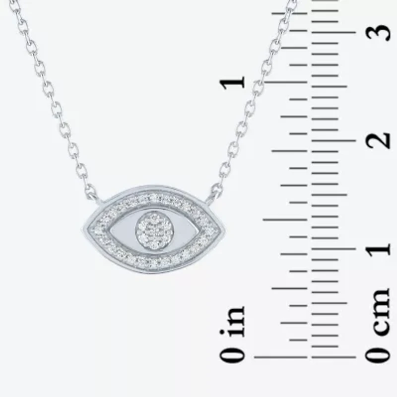 Diamond Addiction Womens 1/10 CT. T.W. Genuine White Diamond Sterling Silver Evil Eye Pendant Necklace