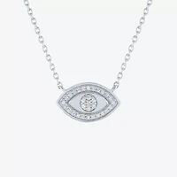 Diamond Addiction Womens 1/10 CT. T.W. Genuine White Diamond Sterling Silver Evil Eye Pendant Necklace