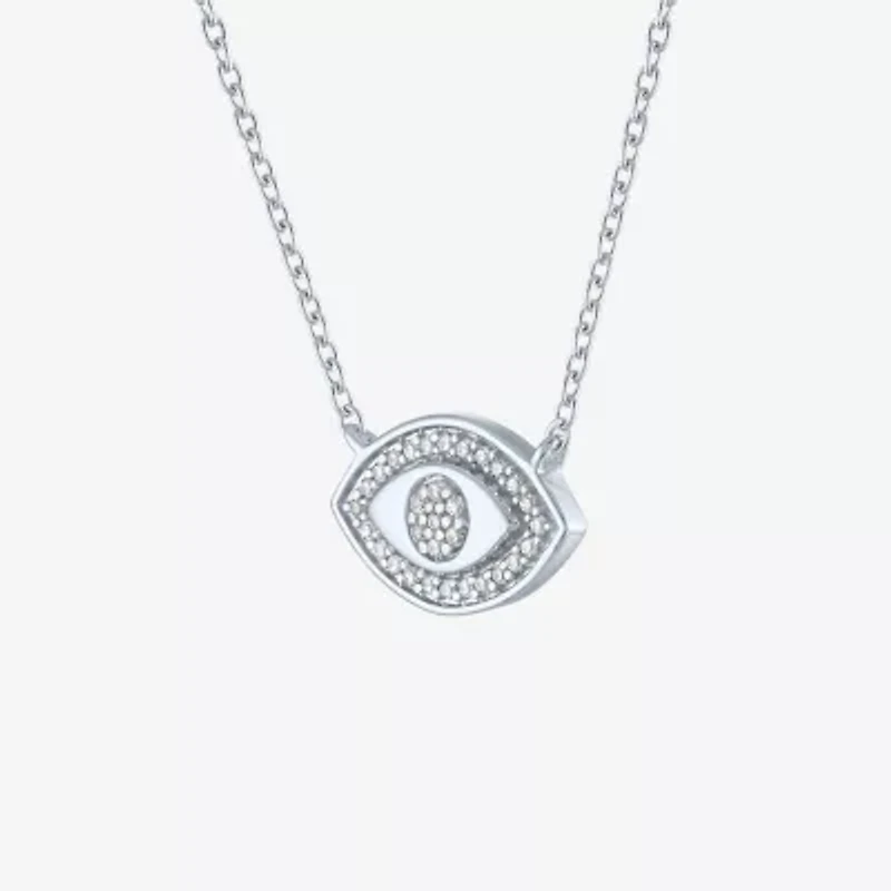Diamond Addiction Womens 1/10 CT. T.W. Genuine White Diamond Sterling Silver Evil Eye Pendant Necklace