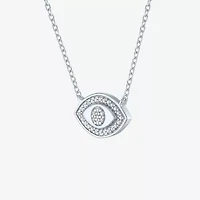Diamond Addiction Womens 1/10 CT. T.W. Genuine White Diamond Sterling Silver Evil Eye Pendant Necklace