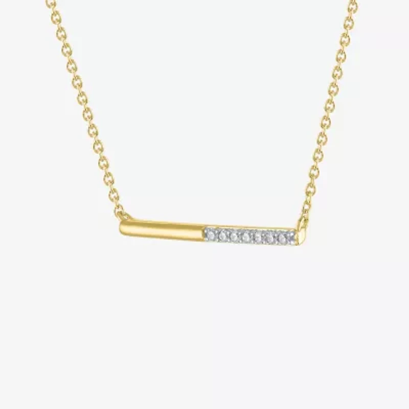 Diamond Addiction Womens 1/10 CT. T.W. Genuine White Diamond Bar Pendant Necklace
