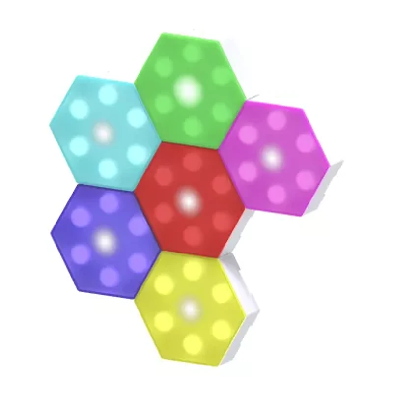 Iconic HexGlow Tile Lights, Six Hexagonal Lights with Full RGB Spectrum LEDs and Touch Controls