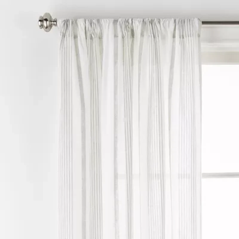 Linden Street Jameson Cotton Print Rod Pocket Sheer Single Curtain Panel