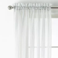 Home Expressions Lisette Stripe Print Rod Pocket Sheer Single Curtain Panel
