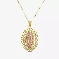 Womens 14K Gold Lady of Guadalupe Oval Pendant