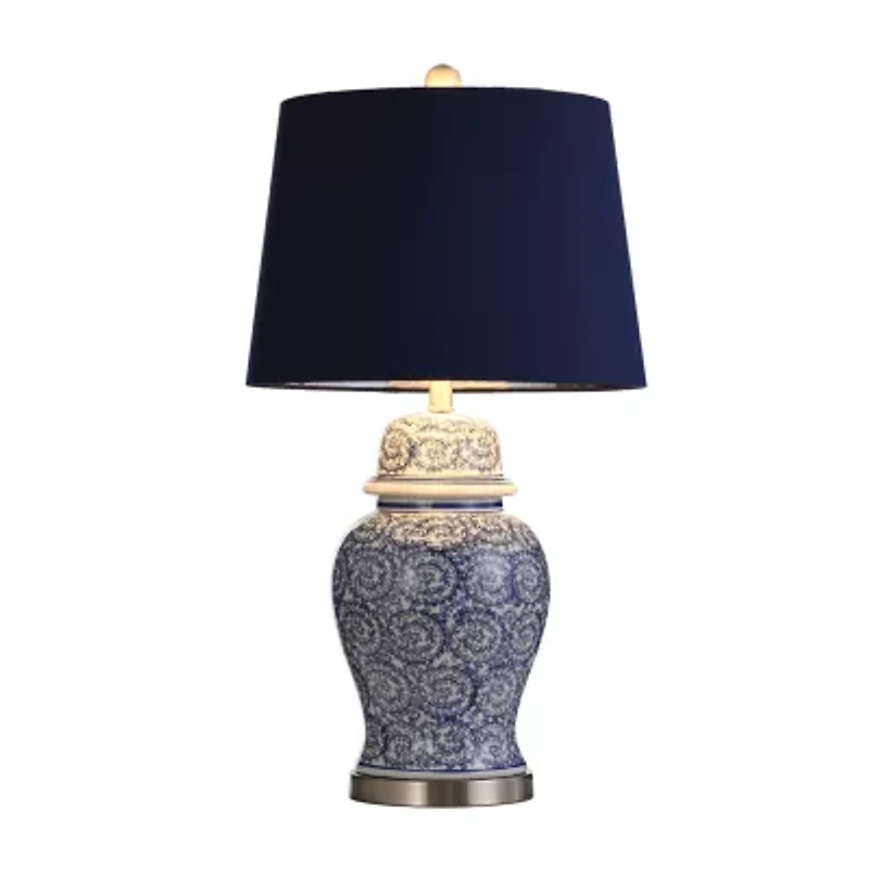 Stylecraft 17 W Blue Ivy Ceramic Table Lamp