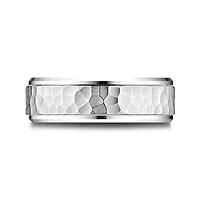 Mens 10K White Gold 8mm Band